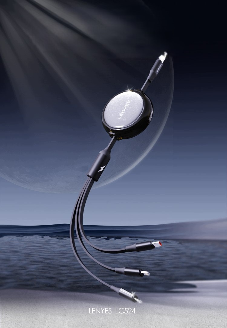 LENYES Kabel 3w1, podwójne wyjście USB-C 60W 1,20 m LC524