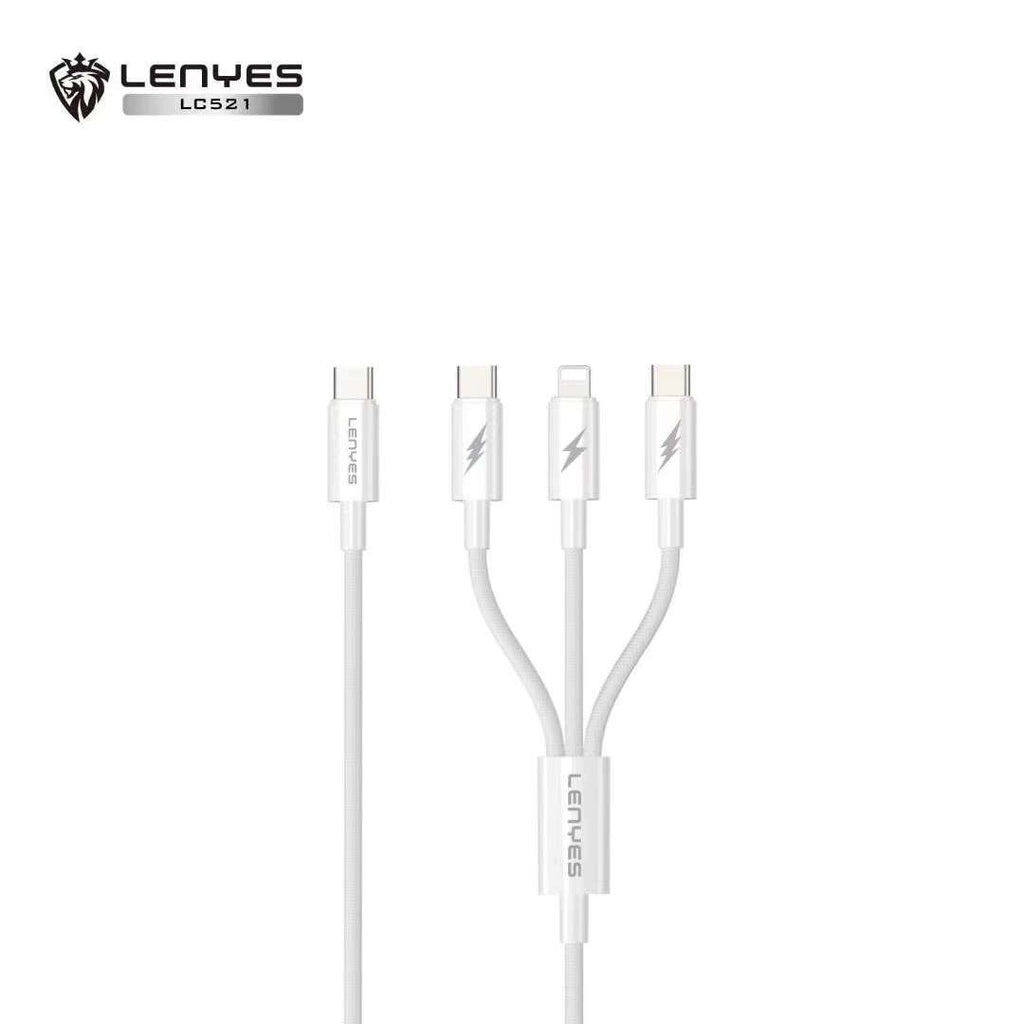 LENYES Kabel 3w1 w oplocie, podwójne wyjście 60W 1,20 m LC521
