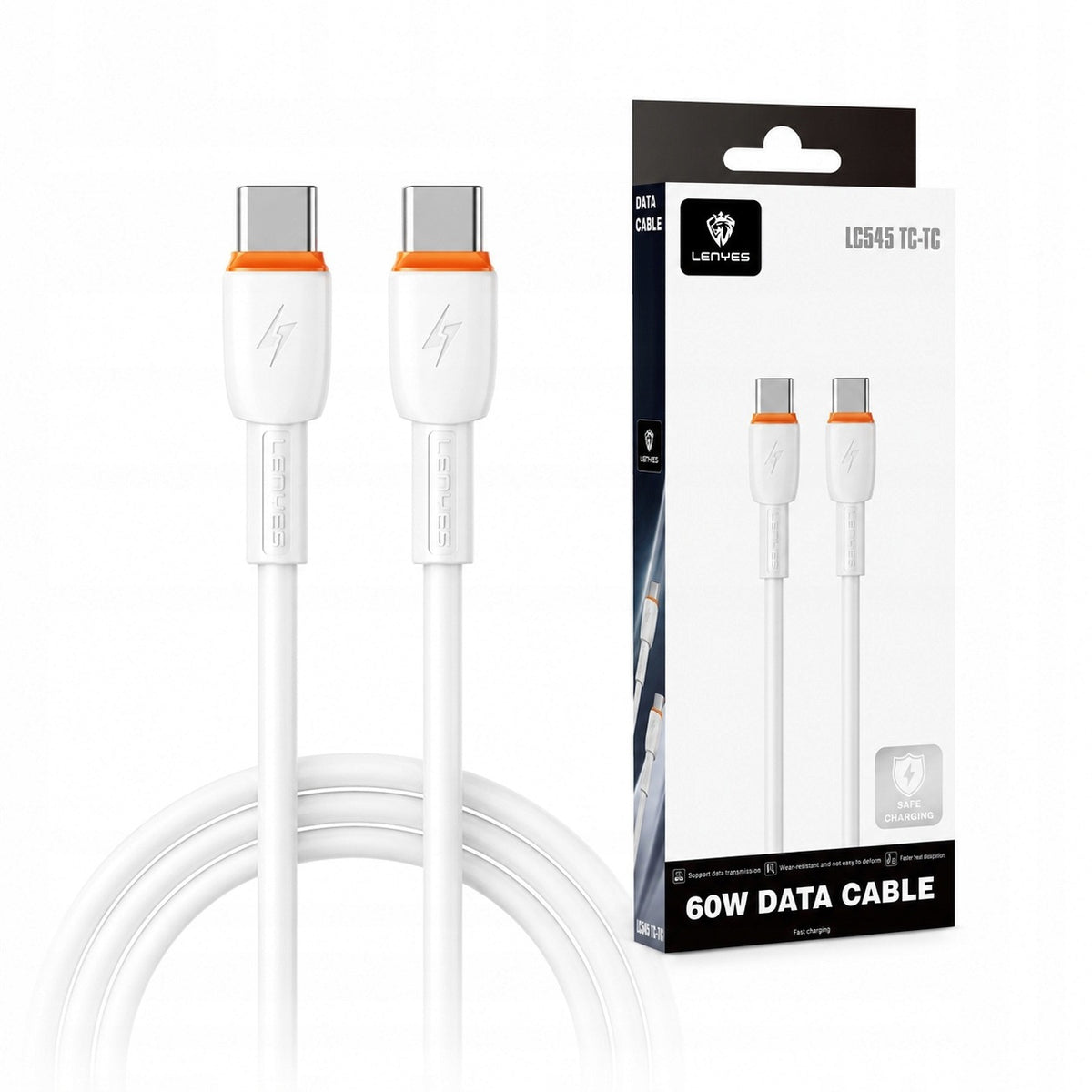 LENYES Kabel PVC USB-C — USB-C 60 W 1,00 m LC545 TC-TC