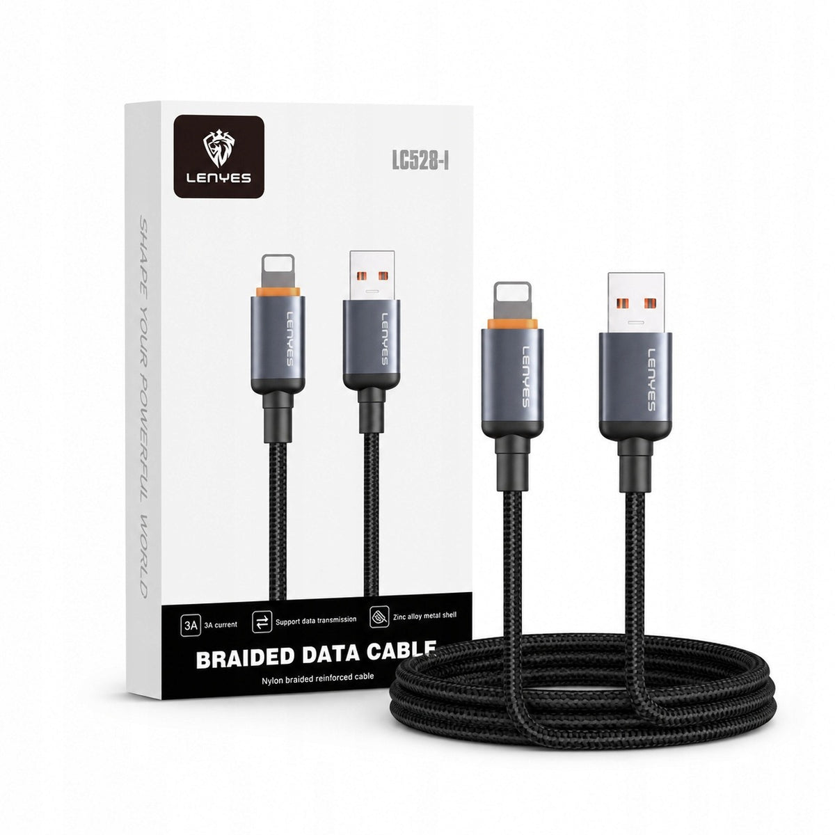LENYES Kabel USB-A — Lightning w oplocie 60W 1,00 m LC528 I