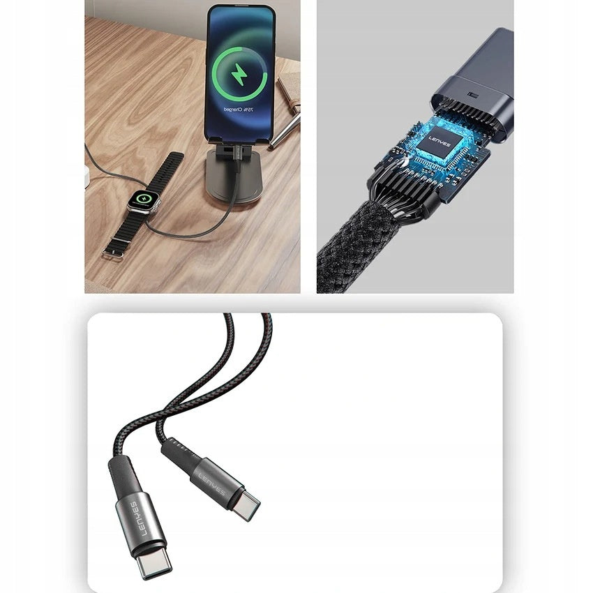 LENYES Kabel USB-C 100 W z ładowarką do smartwatcha 1,20 m LC540 TC-TC