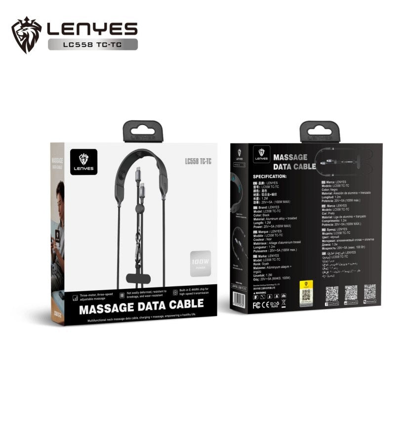 LENYES Kabel USB-C 100 W z masażerem karku 1,00 m LC558 TC-TC