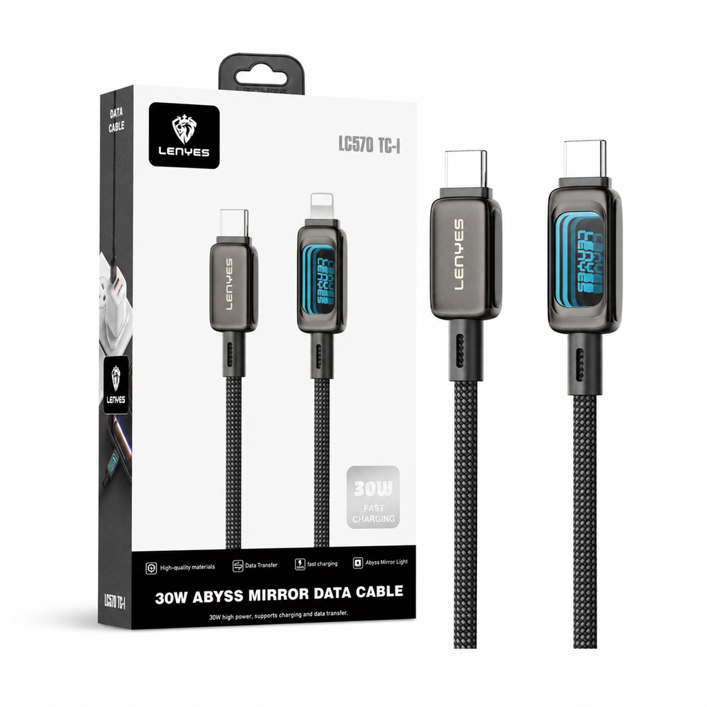 LENYES Kabel USB-C 100 W z podświetlaną diodą LED 1,20 m LC570 TC-TC