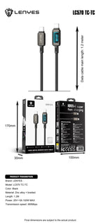 LENYES Kabel USB-C 100 W z podświetlaną diodą LED 1,20 m LC570 TC-TC