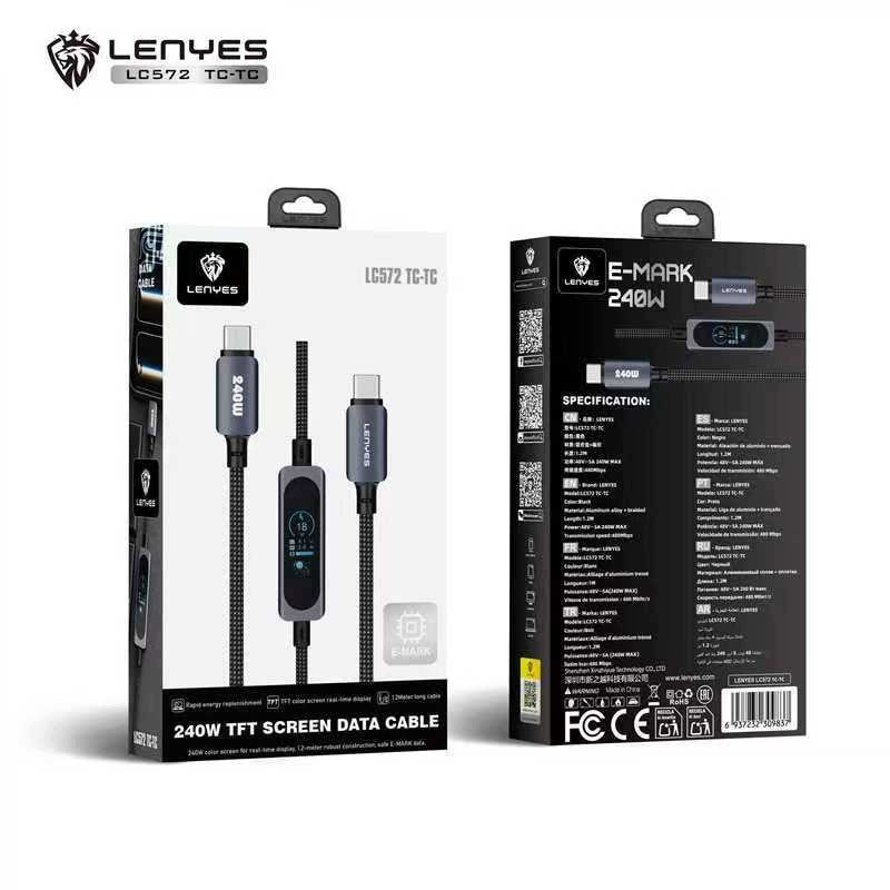 LENYES Kabel USB-C 240 W z kolorowym wyświetlaczem TFT 1,20 m LC572 TC-TC