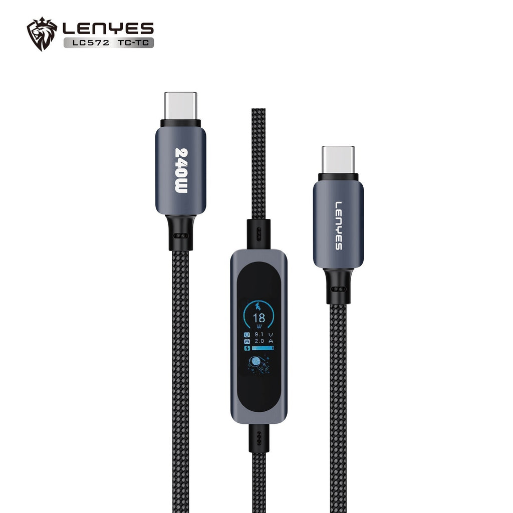 LENYES Kabel USB-C 240 W z kolorowym wyświetlaczem TFT 1,20 m LC572 TC-TC