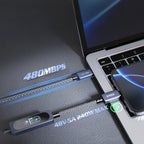 LENYES Kabel USB-C 240 W z kolorowym wyświetlaczem TFT 1,20 m LC572 TC-TC