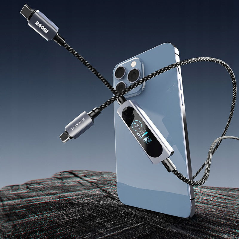 LENYES Kabel USB-C 240 W z kolorowym wyświetlaczem TFT 1,20 m LC572 TC-TC