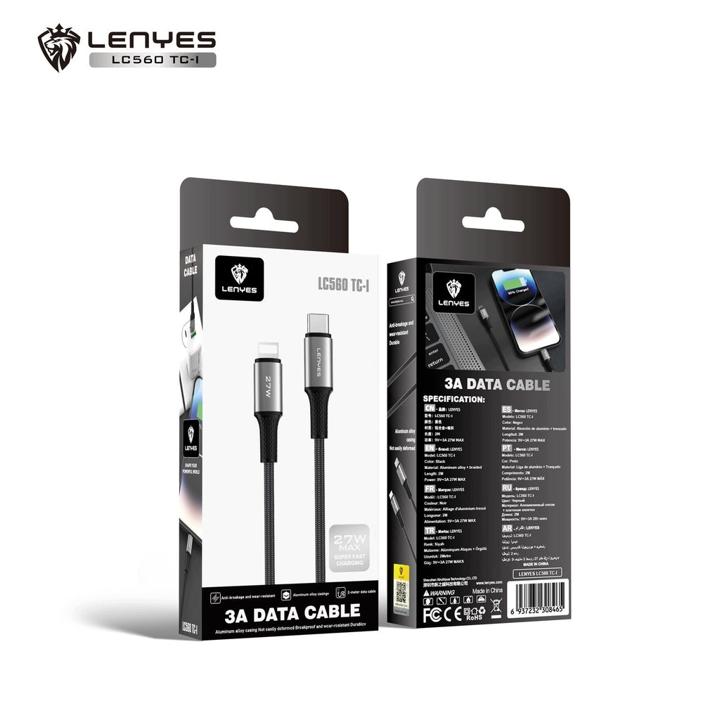 LENYES Kabel USB-C — Lightning 27 W w oplocie 2,00 m LC560 TC-I