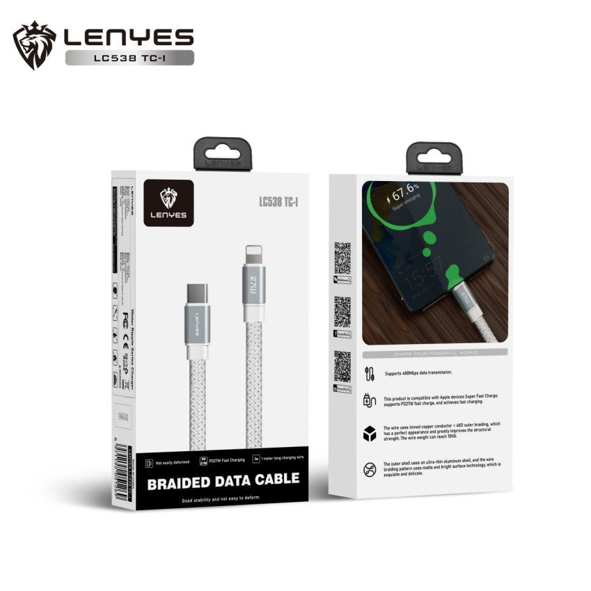 LENYES Kabel USB-C — Lightning 30 W, 480 Mb/s 1,00 m LC538 TC-I