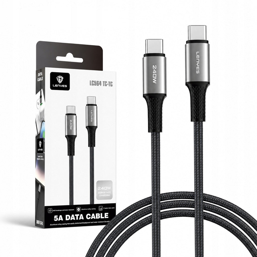 LENYES Kabel USB-C — USB-C 240 W w oplocie 2,00 m LC564 TC-TC