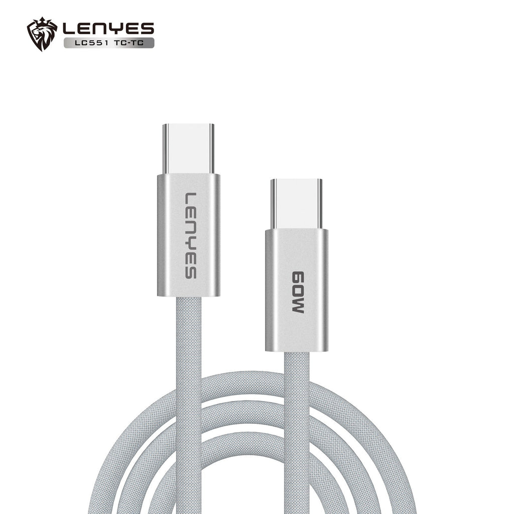 LENYES Kabel USB-C — USB-C 60 W w oplocie 1,00 m LC551 TC-TC