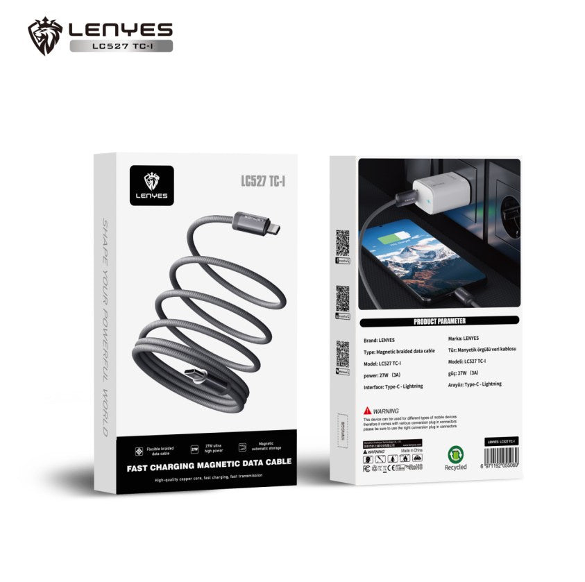 LENYES Kabel magnetyczny USB-C — Lightning 27 W 1,00 m LC527 TC-I
