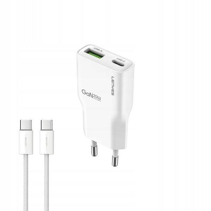 LENYES Ładowarka sieciowa GaN 20 W 1x USB-A + 1x USB-C LCH11 EU TC-TC