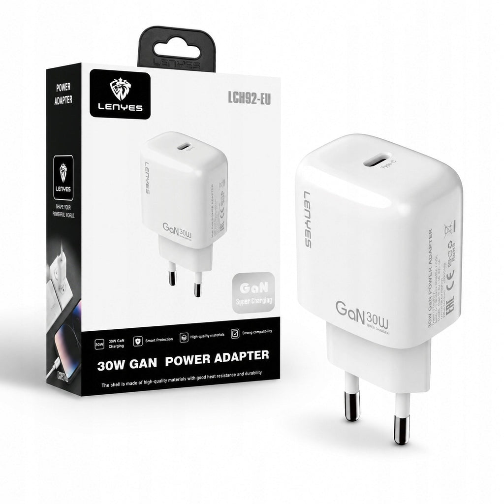 LENYES Ładowarka sieciowa GaN 30 W 1x USB-C LCH92 EU TC-TC