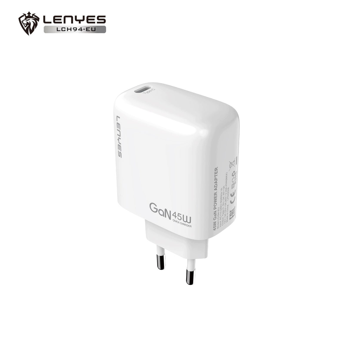 LENYES Ładowarka sieciowa GaN 45 W, USB-C + USB-A LCH94 EU TC-TC