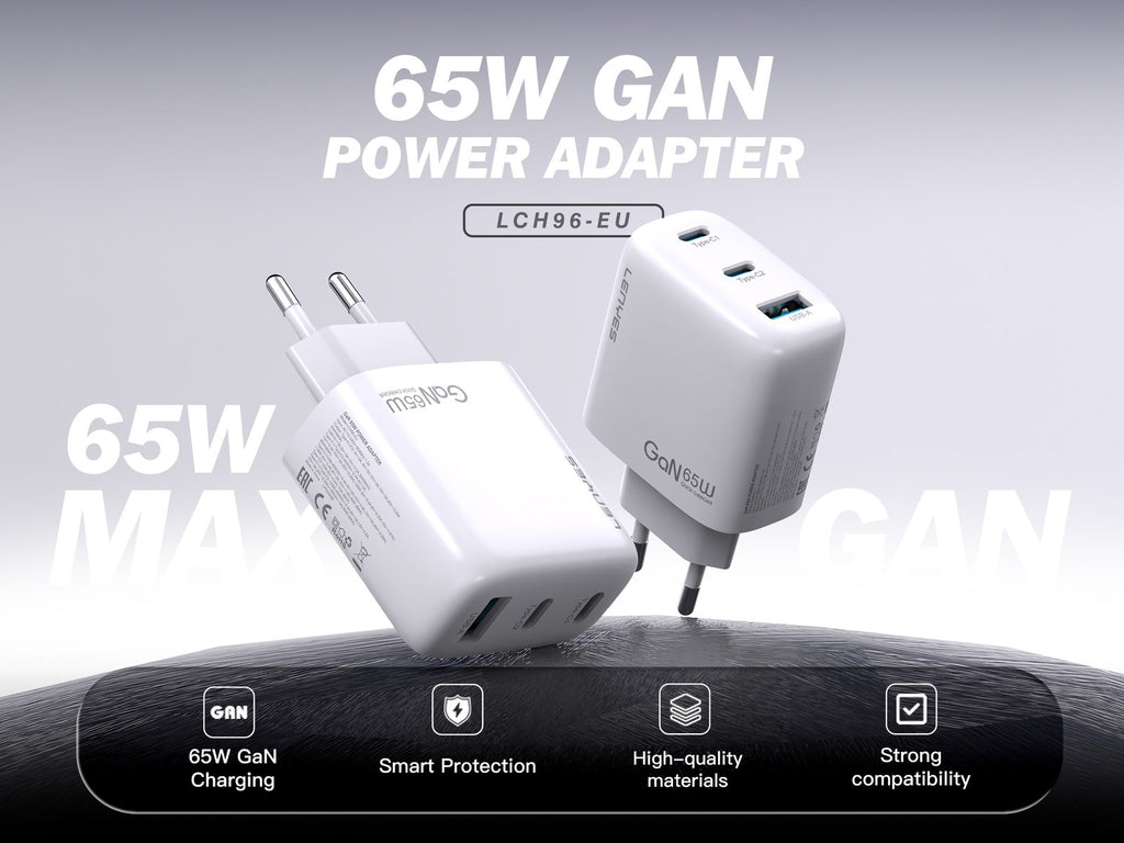 LENYES Ładowarka sieciowa GaN 65 W, 3 porty LCH96 EU TC-TC
