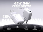 LENYES Ładowarka sieciowa GaN 65 W, 3 porty LCH96 EU TC-TC