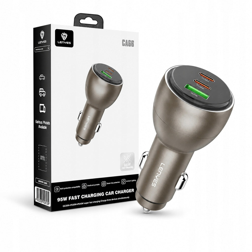 Ładowarka samochodowa LENYES CA66 95W 2x USB-C USB-A PD QC pps