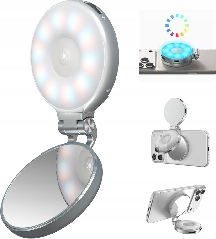 Lampka Pierścieniowa kolorowa RGB Telesin Magnetic Selfie Ringlamp Srebrna