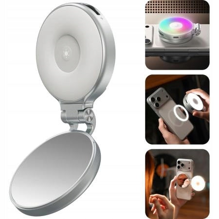 Lampka Pierścieniowa kolorowa RGB Telesin Magnetic Selfie Ringlamp Srebrna