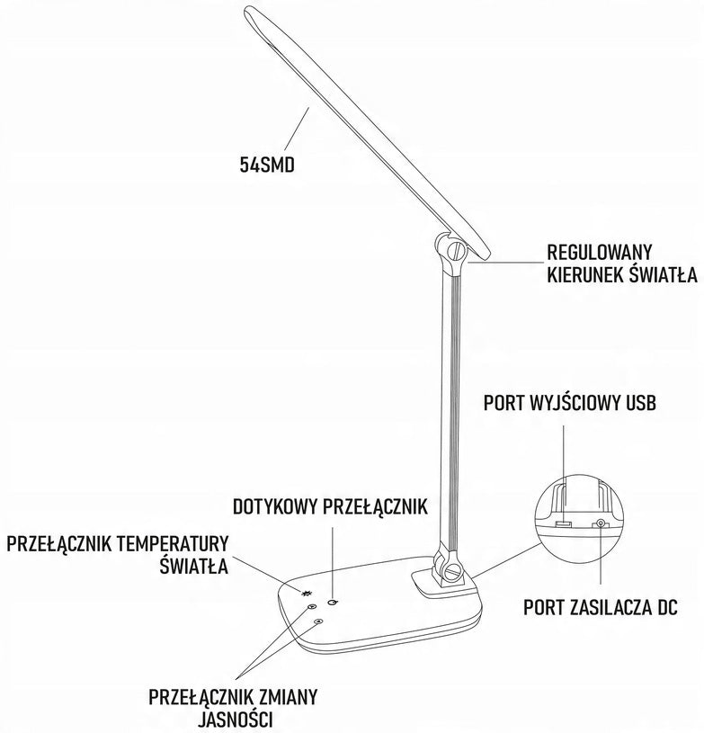 Lampka biurkowa Montis LED biały moc do 5,7 W