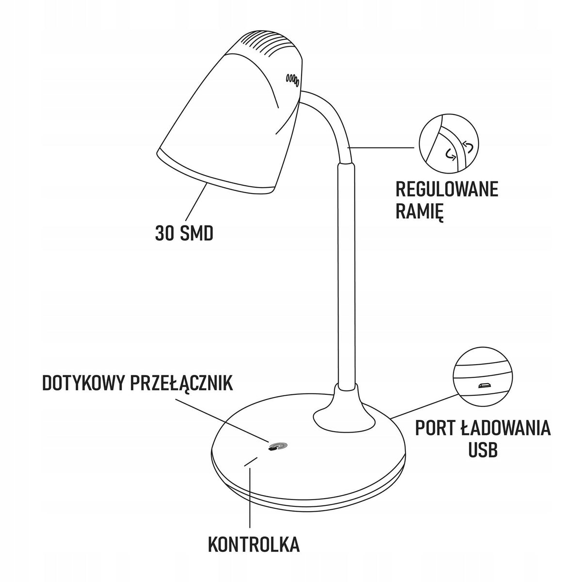 Lampka biurkowa Montis Lampki biurkowe biały moc do 3 W