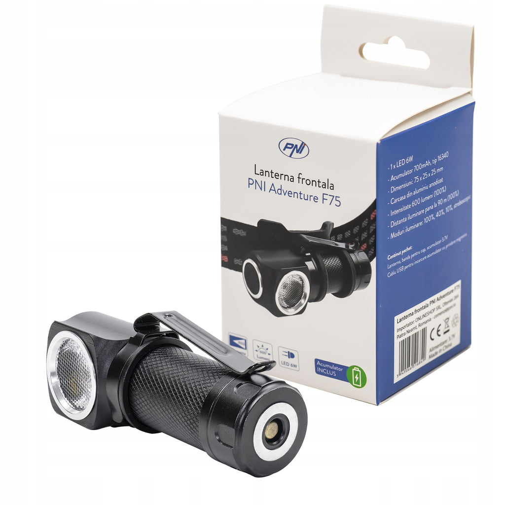 Latarka czołowa PNI F75 z diodą LED 6W 600 lm aluminiowa IPX4