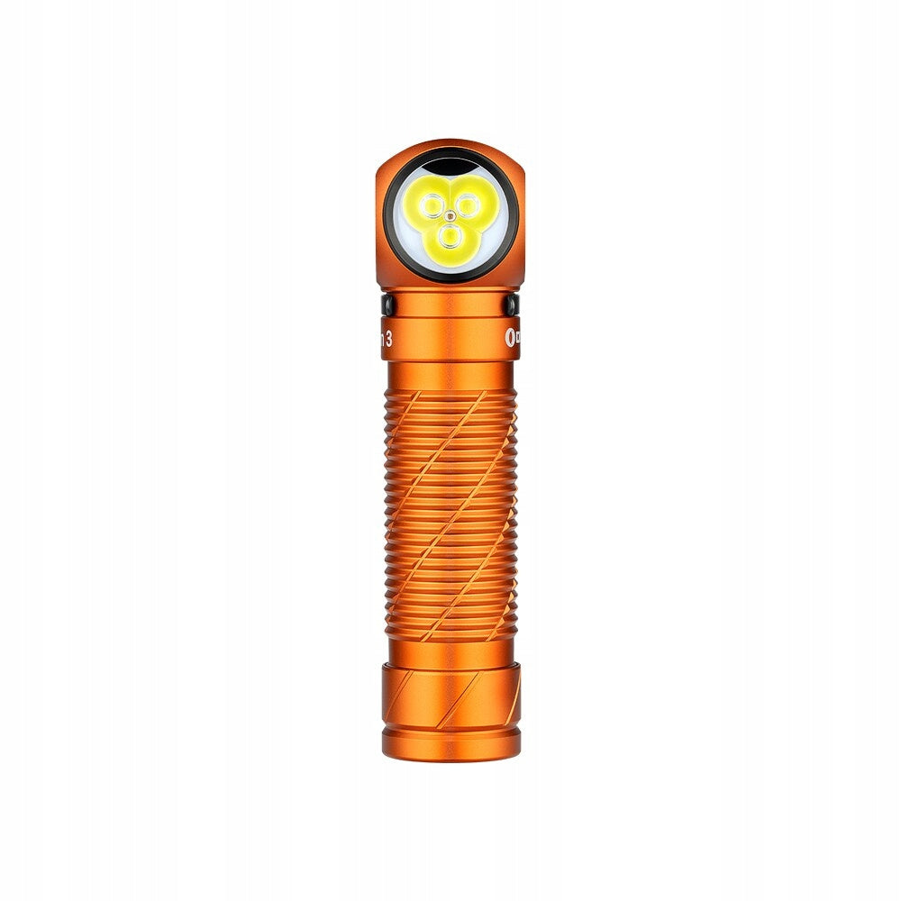 Latarka czołowa i kątowa EDC Olight Perun 3 Orange z opaską - 3000 lumenów