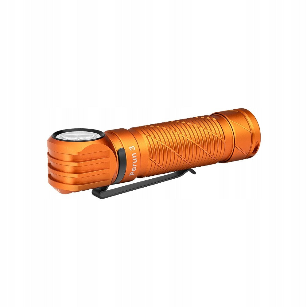 Latarka czołowa i kątowa EDC Olight Perun 3 Orange z opaską - 3000 lumenów