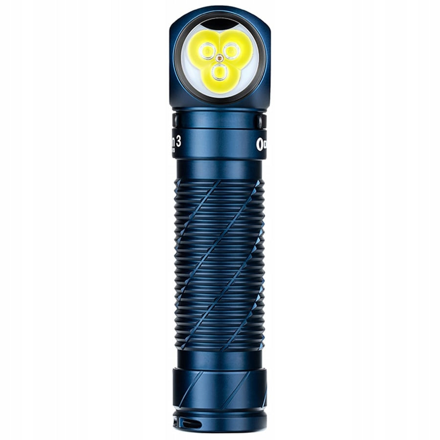 Latarka czołowa i kątowa Olight Perun 3 Midnight Blue z opaską 3000 lumenów