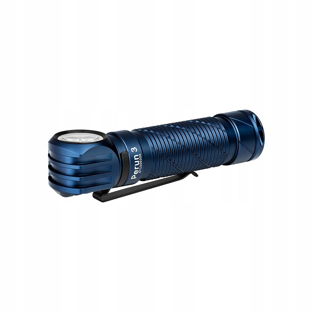 Latarka czołowa i kątowa Olight Perun 3 Midnight Blue z opaską 3000 lumenów