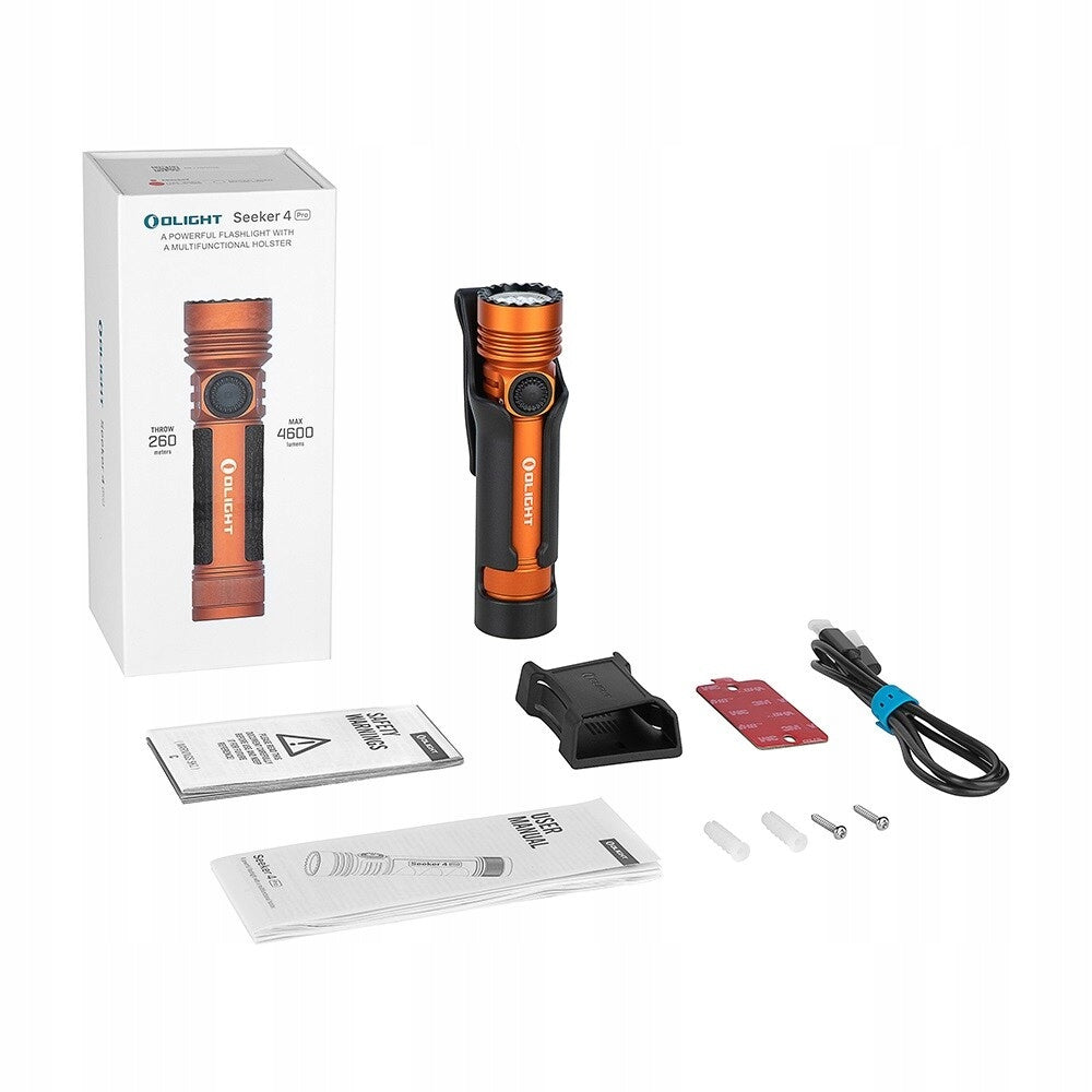 Latarka klasyczna LED Olight Seeker 4 Pro pomarańczowa 4600lm 260m 15 dni