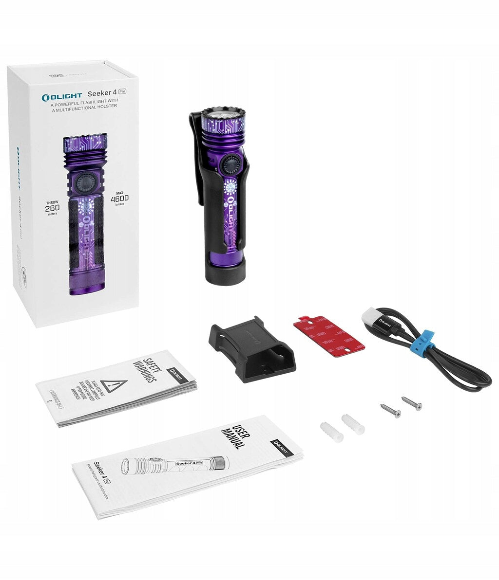 Latarka klasyczna LED Olight Seeker 4 Pro purpurowa 4600lm 260m 15 dni
