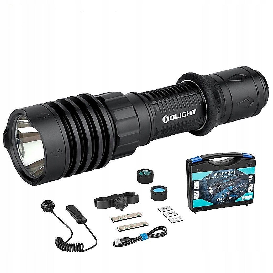 Latarka klasyczna LED Olight Warrior X 4 kit czarna matowa 2600lm 630m + Zestaw