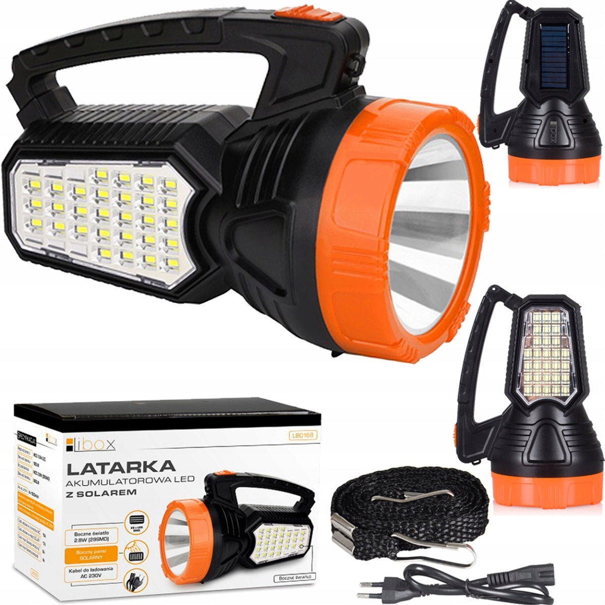 Latarka szperacz akumulatorowa z solarem LB0168 li