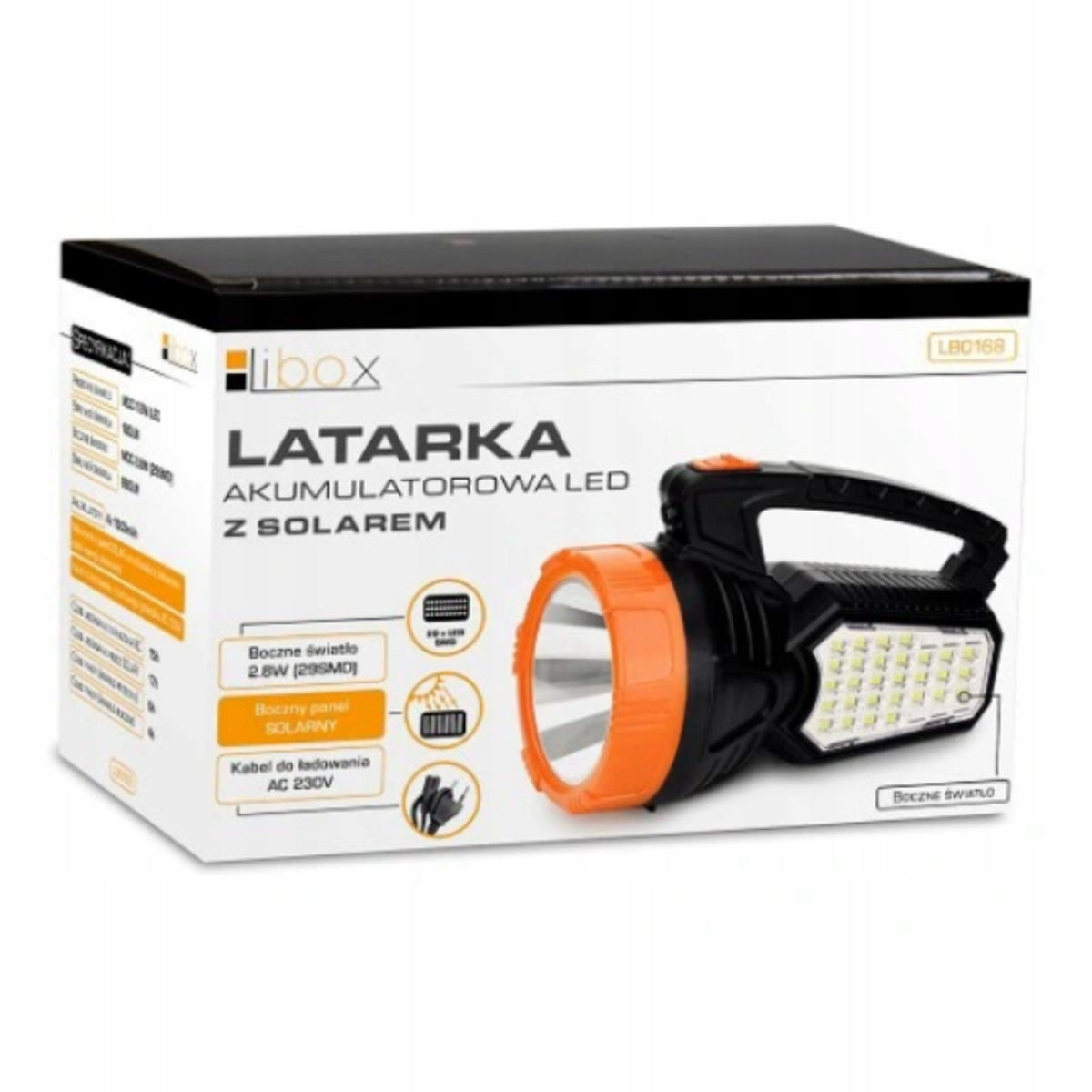 Latarka szperacz akumulatorowa z solarem LB0168 li