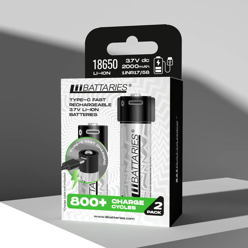 LiiBattaries mocny akumulator bateria litowo-jonowa 18650 USB-C 2szt.