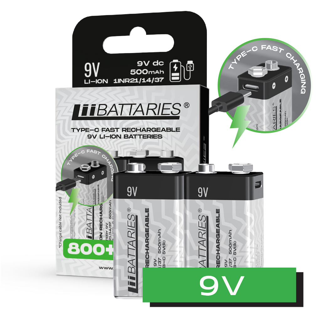 LiiBattaries mocny akumulator bateria litowo-jonowa 9V USB-C 2szt 500mAh 9V