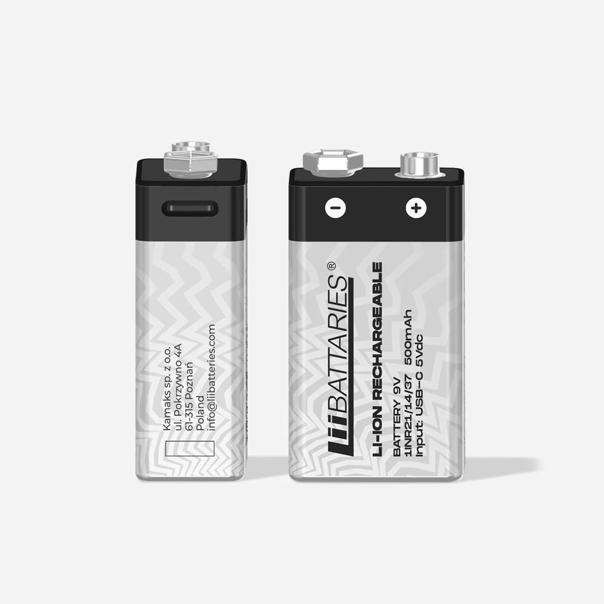 LiiBattaries mocny akumulator bateria litowo-jonowa 9V USB-C 2szt 500mAh 9V