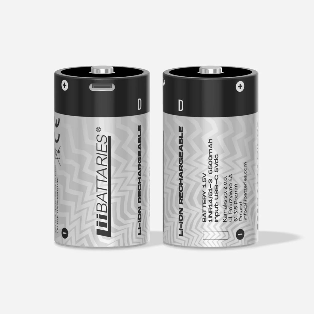 LiiBattaries mocny akumulator bateria litowo-jonowa D USB-C 2szt. 6500mAh.