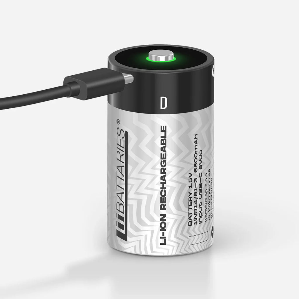 LiiBattaries mocny akumulator bateria litowo-jonowa D USB-C 2szt. 6500mAh.