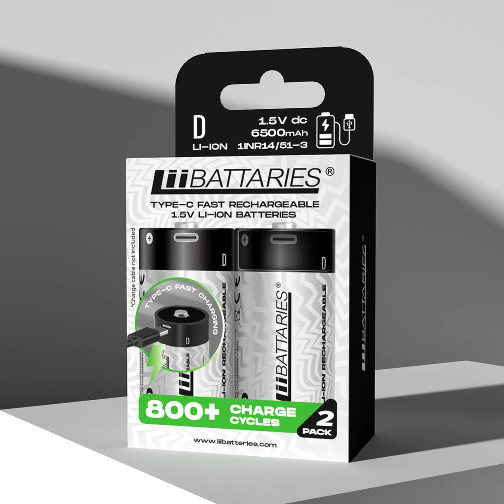 LiiBattaries mocny akumulator bateria litowo-jonowa D USB-C 2szt. 6500mAh.