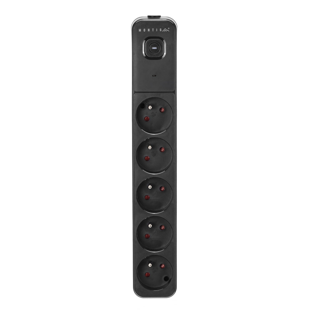 Listwa przeciwprzepięciowa czarna 5-gniazdowa MONTIS 3m MT187-BK-3