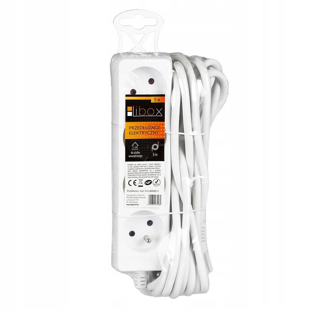 Listwa zasilająca Libox LB0082-5 4 gniazd 5 m biały