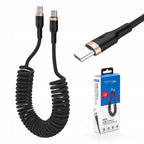 Mocny kabel przewód spiralny sprężynka USB-C USB-C oplot PD 3A 1,5M do auta