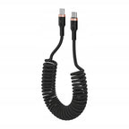 Mocny kabel przewód spiralny sprężynka USB-C USB-C oplot PD 3A 1,5M do auta