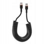 Mocny kabel przewód spiralny sprężynka USB-C USB-C oplot PD 3A 1,5M do auta