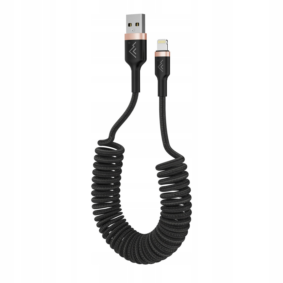 Mocny kabel przewód spiralny sprężynka USB Lightning oplot 3A 1,5M do auta