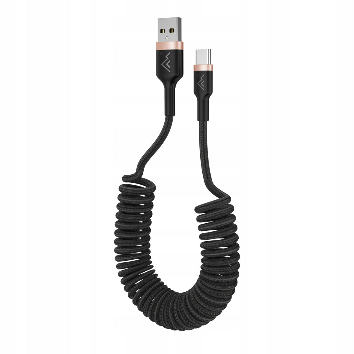 Mocny kabel przewód spiralny sprężynka USB USB-C oplot 3A 1,5M do auta IP